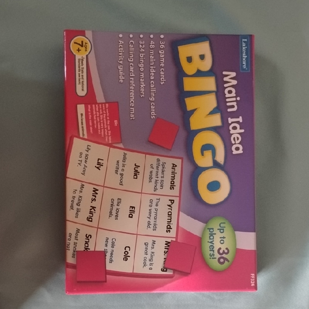 Lakeshore Main Idea Bingo Card Game - Like New